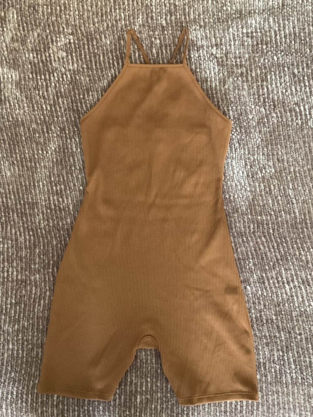 wild fable Ribbed Camel Brown Halter Romper Jumpsuit